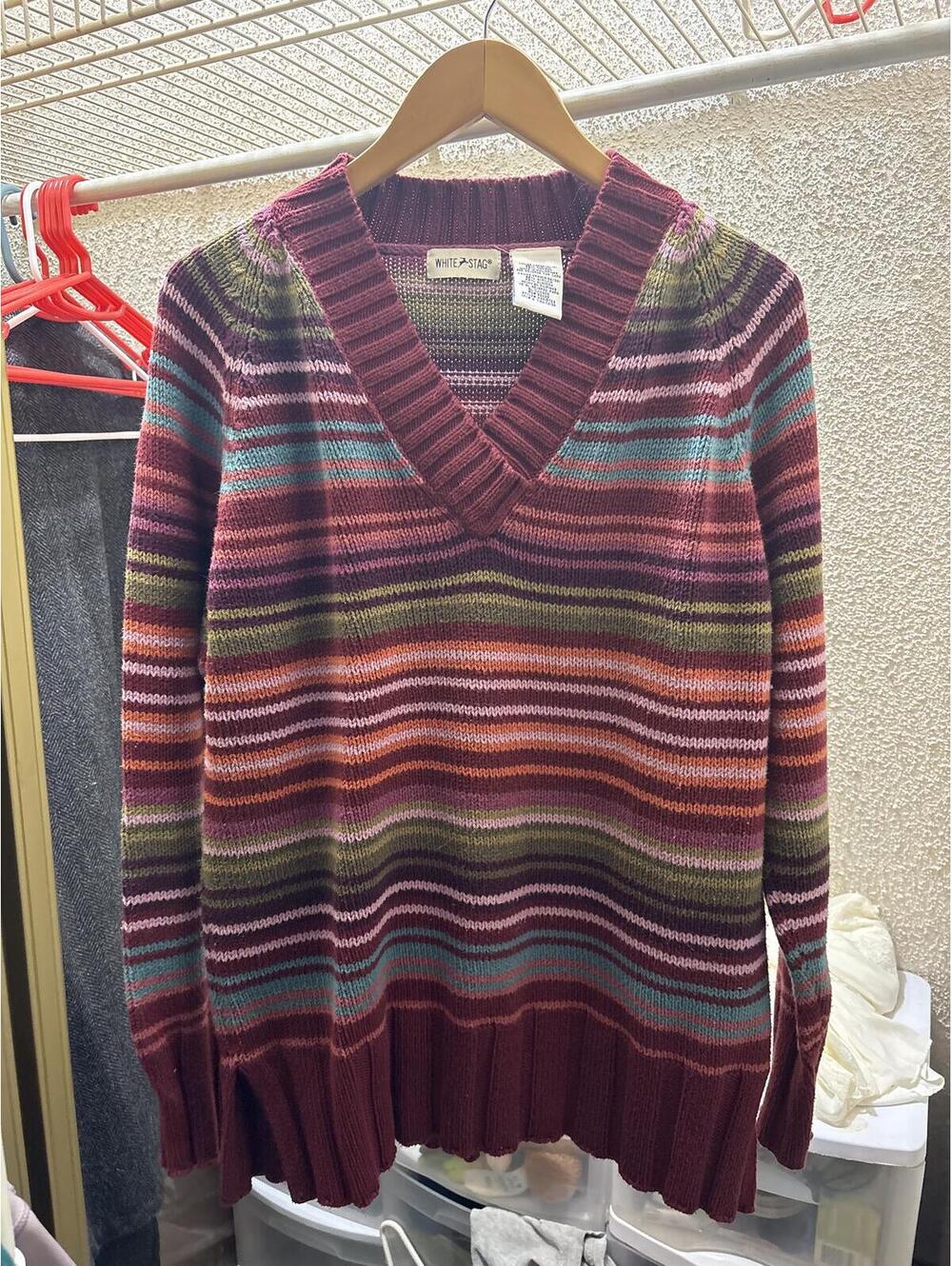 White Stag Ladies Striped Pullover Sweater - L